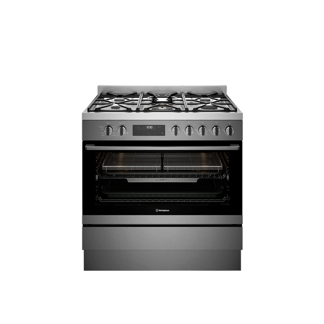 Westinghouse 90cm Dual Fuel Freestanding Cooker with AirFry Dark Stainless Steel WFE9516DD