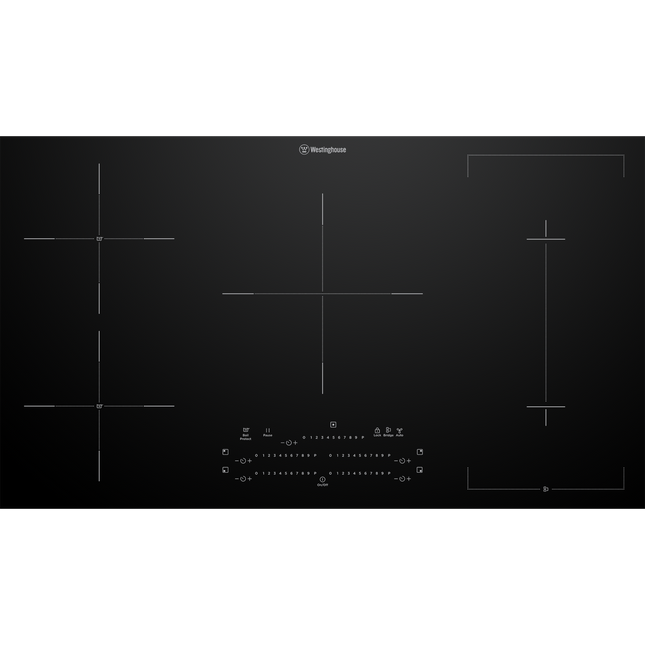 Westinghouse 90cm 5 Zone Induction Cooktop with BoilProtect, Bridge Zone and Hob2Hood WHI955BD