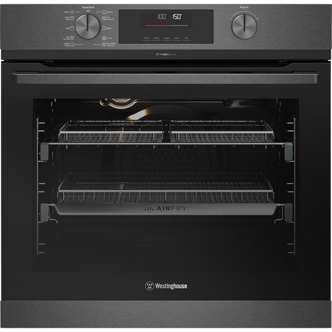 Westinghouse 60cm Multi-function 10 Pyrolytic Oven with AirFry and SteamBake Dark Stainless Steel WVEP6717DD