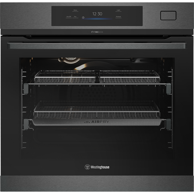 Westinghouse 60cm Multi-function 19 Pyrolytic Oven with AirFry and SteamRoast Dark Stainless Steel WVEP6918DD