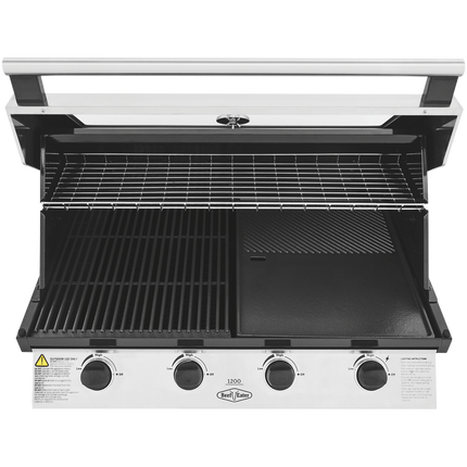 Beef Eater 1200 Series Stainless Steel 4 Burner Built In BBQ w/ Cast Iron Burners & Grills BBG1240SB (8057673515314)