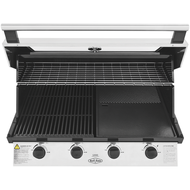 Beef Eater 1200 Series Stainless Steel 4 Burner Built In BBQ w/ Cast Iron Burners & Grills BBG1240SB (8057673515314)