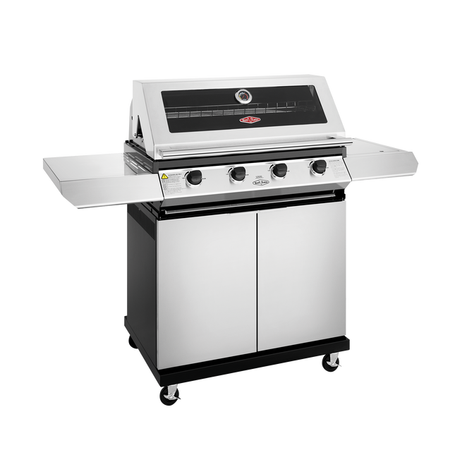 Beef Eater 1200 Series Stainless Steel 4 Burner BBQ & Trolley w/ Side Burner, Cast Iron Burners & Grills BMG1241SB (8057674105138)