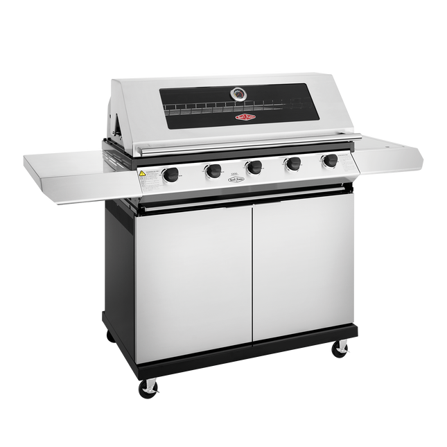 Beef Eater 1200 Series Stainless Steel 5 Burner BBQ & Trolley w/ Side Burner, Cast Iron Burners & Grills BMG1251SB (8057674170674)