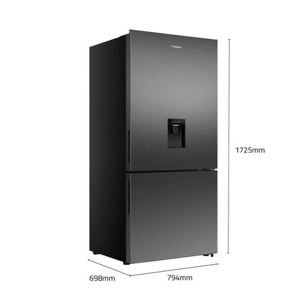 Hisense 500L PureFlat Bottom-Mount Fridge Dark Steel HRBM500TBW