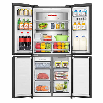 Hisense 483L PureFlat Slim French Door Fridge Black Stainless Steel HRCD483TBW