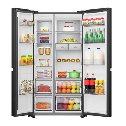 Hisense 652L PureFlat Side-by-Side Fridge Black HRSBS652B