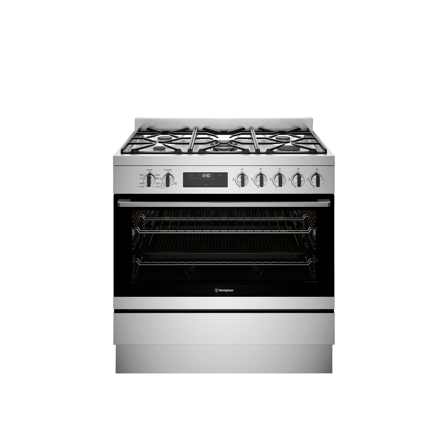 Westinghouse 90cm Dual Fuel Freestanding Cooker Stainless Steel