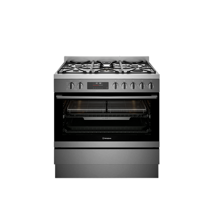 Westinghouse 90cm Dual Fuel Pyrolytic Freestanding Cooker with AirFry and SteamBake Dark Stainless Steel WFEP9717DD