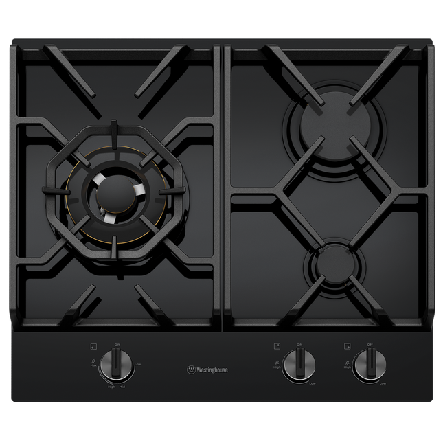 Westinghouse 60cm 3 Burner Gas Ceramic Glass Cooktop Black WHG639BD