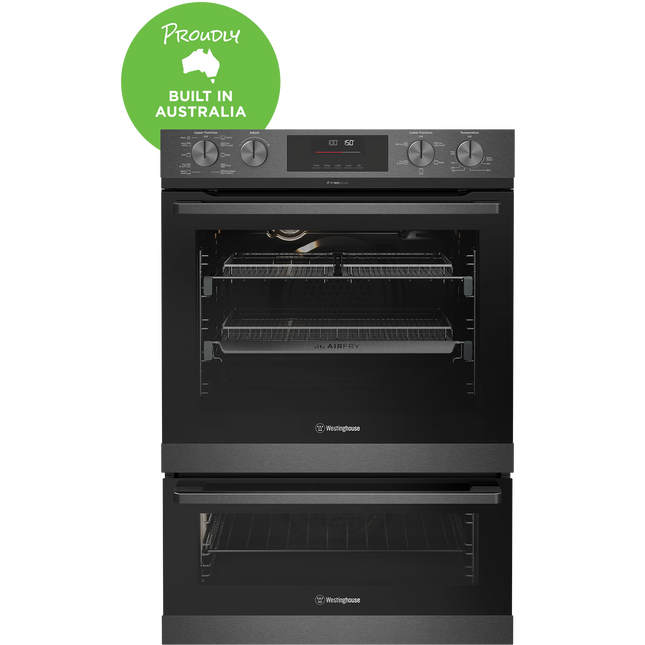 Westinghouse 60cm Multi-function 10/5 Pyrolytic Duo Oven with AirFry and SteamBake Dark Stainless Steel WVEP6727DD