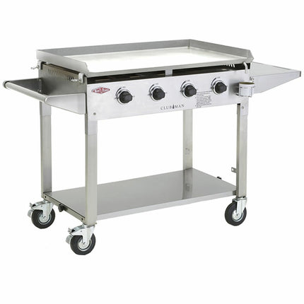 Beef Eater Clubman Stainless Steel 4 Burner BBQ & Trolley w/ Stainless Hotplate BD16440 (8057674498354)