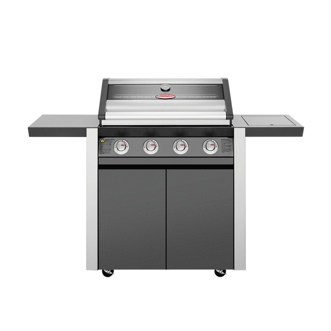 Beef Eater 1600 Series Dark 4 Burner BBQ & Trolley w/ Side Burner, Cast Iron Burners & Grills BMG1641DA (8057674400050)