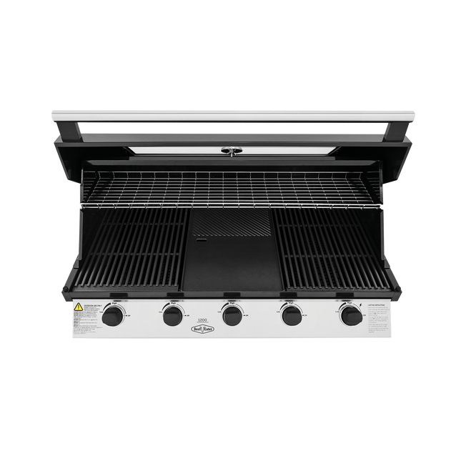 Beef Eater 1200 Series Black Enamel 5 Burner Built In BBQ w/ Cast Iron Burners & Grills BBG1250BB (8057673613618)